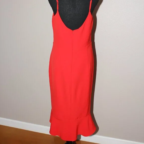 Bardot Womens Kristen Peplum Flounce Dress Red Size 10/L Crepe Lined REVOLVE - Picture 3 of 10